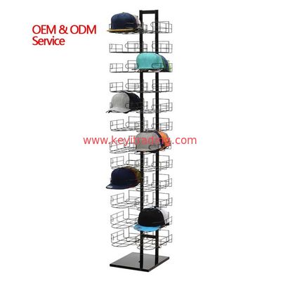 Floor Standing Metal Tower Hat Display stand with 12 wire cap Shelves