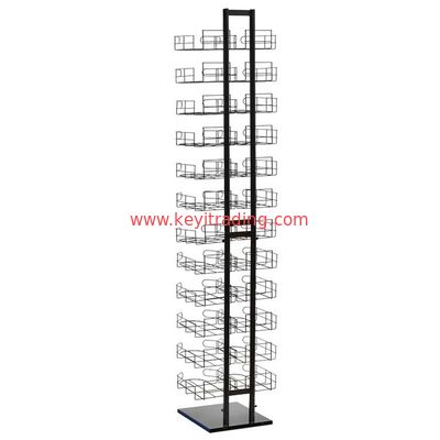 Floor Standing Metal Tower Hat Display stand with 12 wire cap Shelves