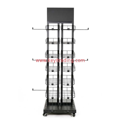 High Quality 2 Way Black Floor Metal Display Rack For Baseball Hat
