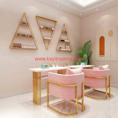 wholesale Wall Mount luxury Gold Metal Nail Polish Rack display stand