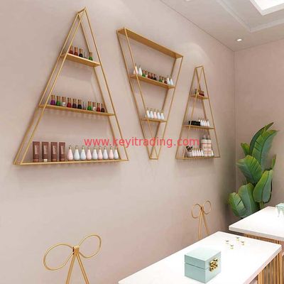 wholesale Wall Mount luxury Gold Metal Nail Polish Rack display stand