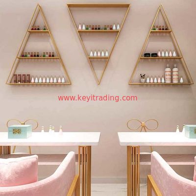 wholesale Wall Mount luxury Gold Metal Nail Polish Rack display stand