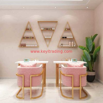 wholesale Wall Mount luxury Gold Metal Nail Polish Rack display stand