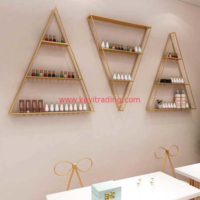 wholesale Wall Mount luxury Gold Metal Nail Polish Rack display stand