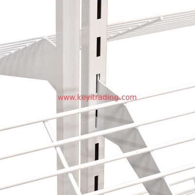 Retail Store Double Sided Adjustable White Metal Frame Shoe Display Shelves With 4 Wheel