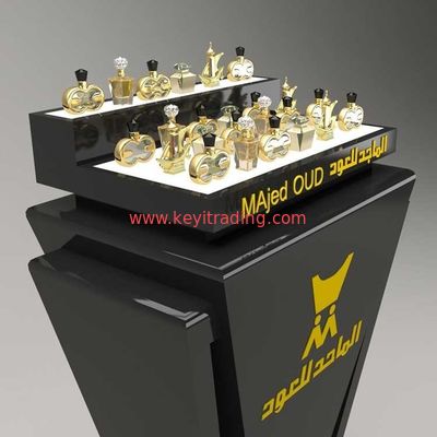 Freestanding Luxury Wooden Perfume Display Stand With Led Light