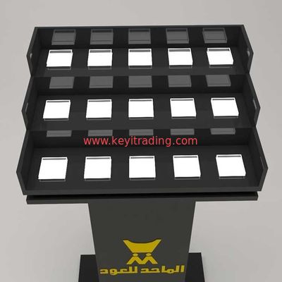 Freestanding Luxury Wooden 3 Step Perfume Display Rack With Led Light