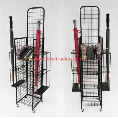 Customized Pop Pos Floor Umbrella Stand Metal Wire Basket Display Rack