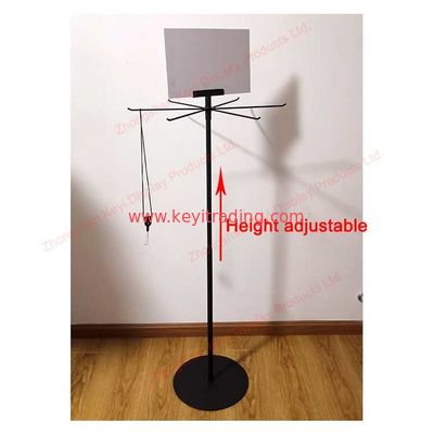 Height Adjustable Metal Rotating jewelry Stand Hanging Lanyard Display Rack - Matte Black