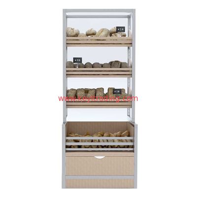 Supermarket Shelves Floor Bread Rack Display Stand Custom Bakery Display