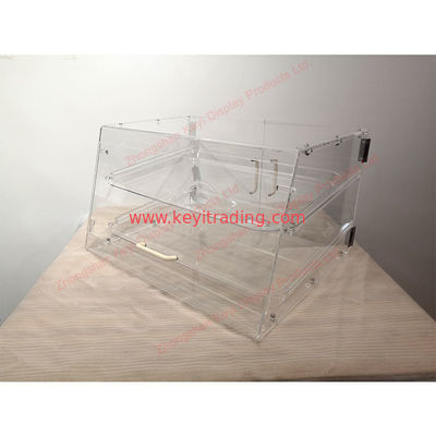 Bakery Counter Top Clear Acrylic Bread Display Case - 2 Tray And Magnetic Suction Door