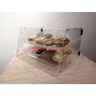 Bakery Counter Top Clear Acrylic Bread Display Case - 2 Tray And Magnetic Suction Door