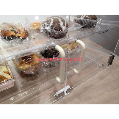 Bakery Counter Top Clear Acrylic Bread Display Case - 2 Tray And Magnetic Suction Door