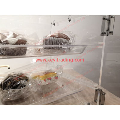 Bakery Counter Top Clear Acrylic Bread Display Case - 2 Tray And Magnetic Suction Door