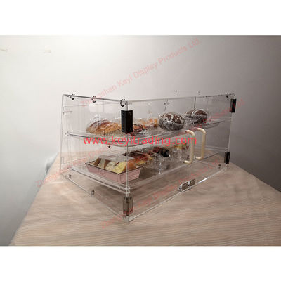 Bakery Counter Top Clear Acrylic Bread Display Case - 2 Tray And Magnetic Suction Door