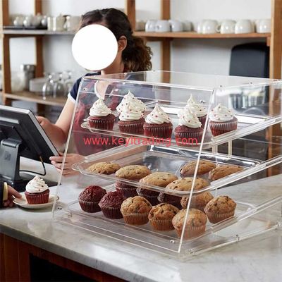 Knock Down Construction Bakery 3 Tier Clear Acrylic Bread Display Case