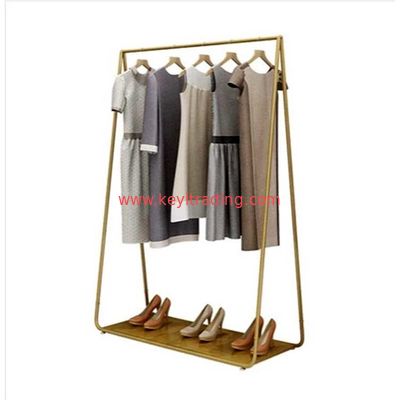 Modern Boutique Gold Metal Shelves Clothing Store Display Rack