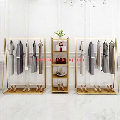 Modern Boutique Gold Metal Shelves Clothing Store Display Rack