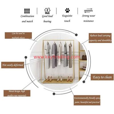 Modern Boutique Gold Metal Shelves Clothing Store Display Rack