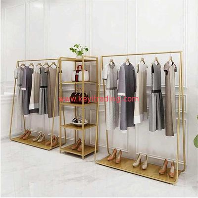 Modern Boutique Gold Metal Shelves Clothing Store Display Rack