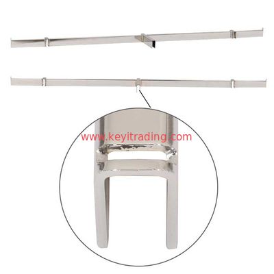 Adjustable Double Pole Chrome Clothing Display Rack With 6 Wheel