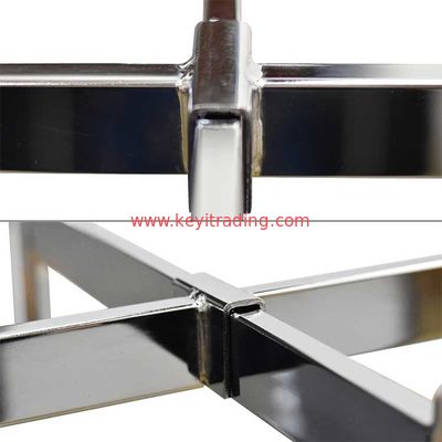 Adjustable Double Pole Chrome Clothing Display Rack With 6 Wheel