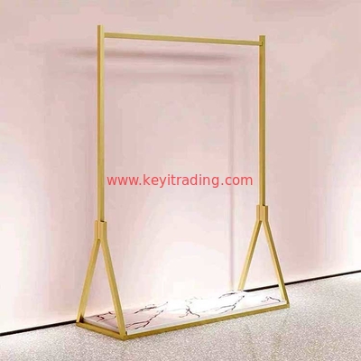 Custom Retail Store Gold Clothing Display Rack For T-Shirt Dress