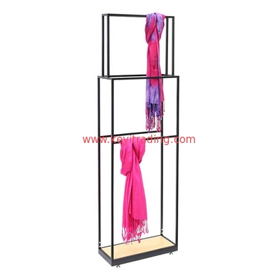 Customized Floor Standing Matte Black Metal Scarf Display Stand