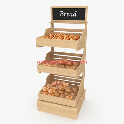 Bakery Freestanding Metal And Wood Bread Rack Bread Display Shelves