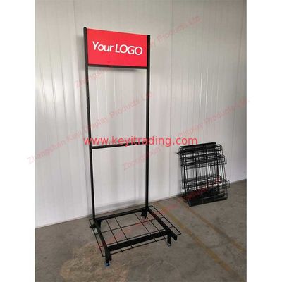 Customized LOGO Floor Standing Metal Wire Shelf Door Mat Display Rack