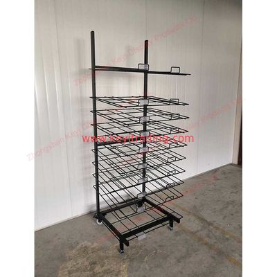 Customized LOGO Floor Standing Metal Wire Shelf Door Mat Display Rack