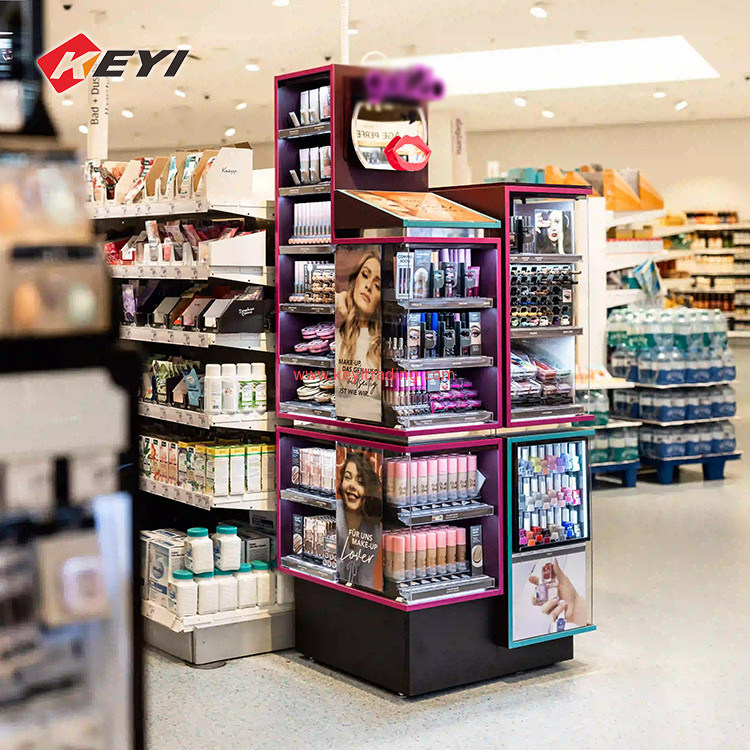 Luxury cosmetic display stand,cosmetic makeup display cabinet, beauty salon products display counter for cosmetic store
