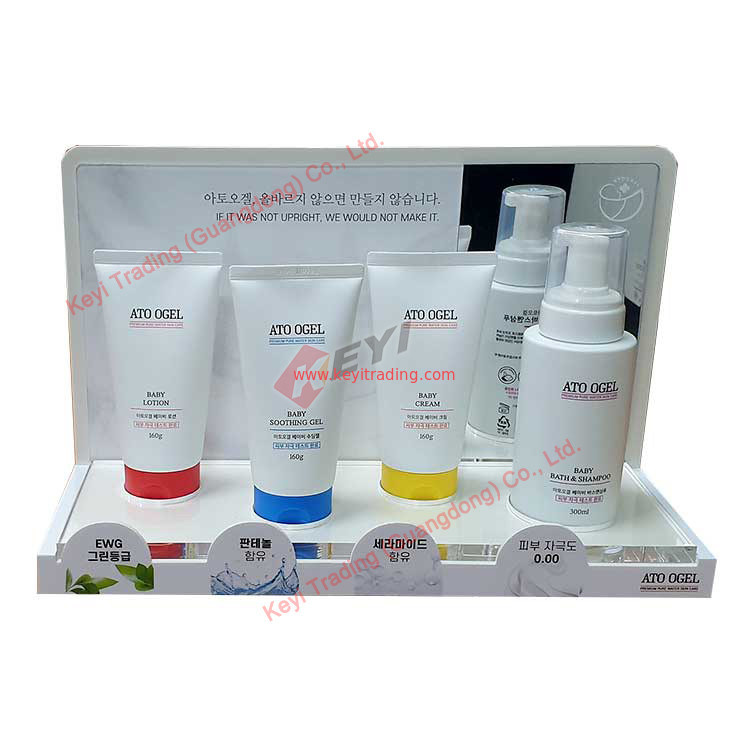 New Design Factory Custom High-End Cosmetic Acrylic Display Stand Makeup Display Holder White Acrylic Stand For Products