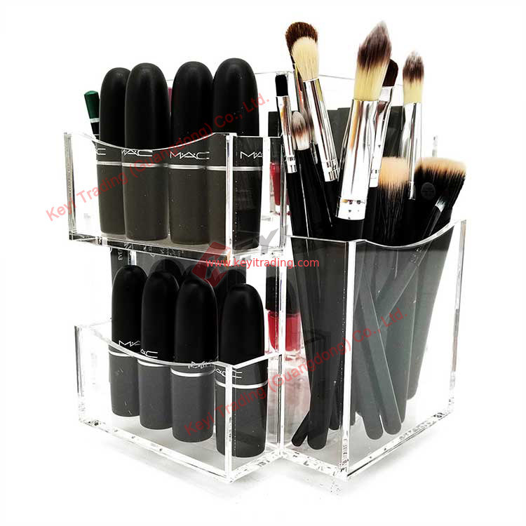 Customized Acrylic Cosmetics Brush Eyebrow Brush Displays Stand Table Top Perfume Display Stand For Cosmetics Store