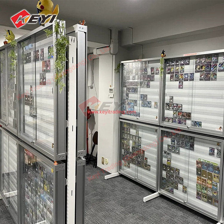 Custom Professional Retail TCG Display Case Lockable Door Display Rack Trading Cards Game Display Baseball Card Racks
