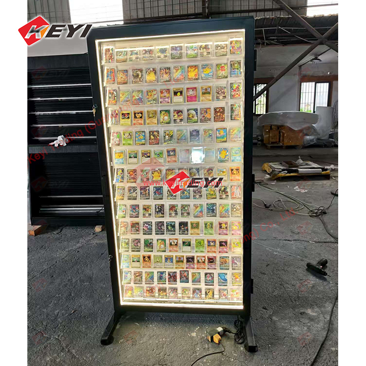 Custom Metal Frame PSA TCG Cards Display Design Collectible Acrylic Game Cards Case Sports Trading Card Showcase With Led Lights