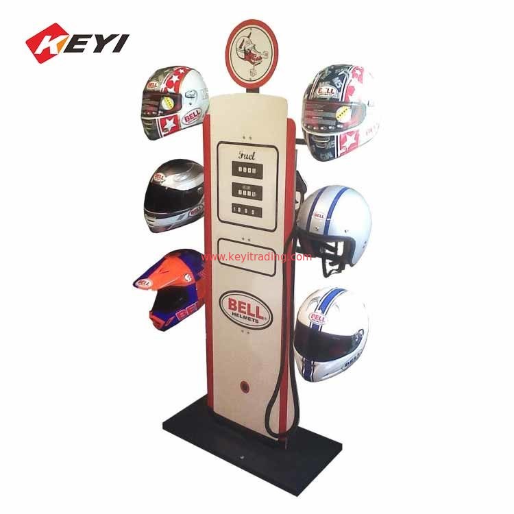 Custom Retail POS Floor Stand Hanging Motorcycle Helmet Display Rack