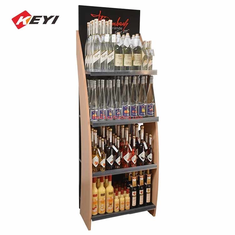 China Factory Custom Floor Standing Liquor Bottle Display Stand For Retail