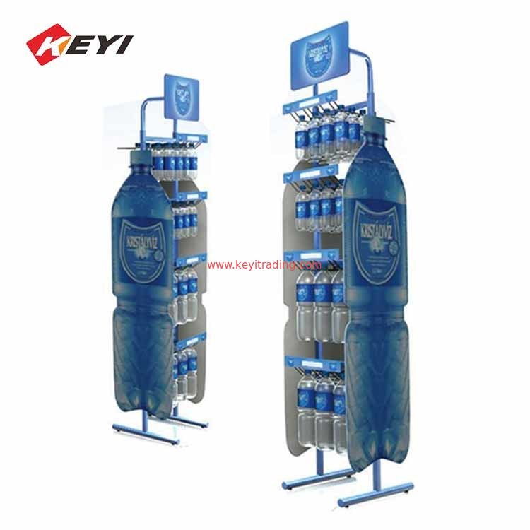Supermarket Metal Hanging Mineral Water Bottle Display Stand Rack