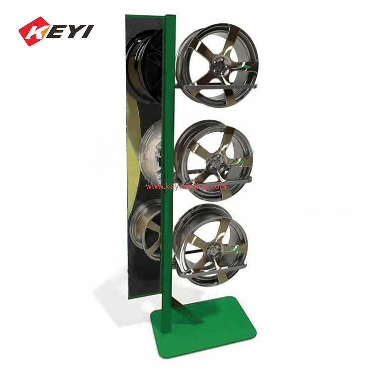 Custom Retail Floor Car Wheel Stand Wheel Rim Display Rack For 3 Alloy Wheel