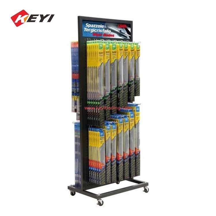 Double Sided Metal Wiper Stand Windshield Wiper Display Racks With Sign Holder Frame