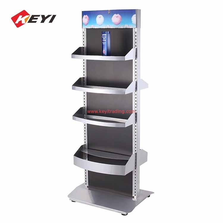 Custom Design Double Sided Floor Metal Shower Gel Display Stand Shampoo Display Rack