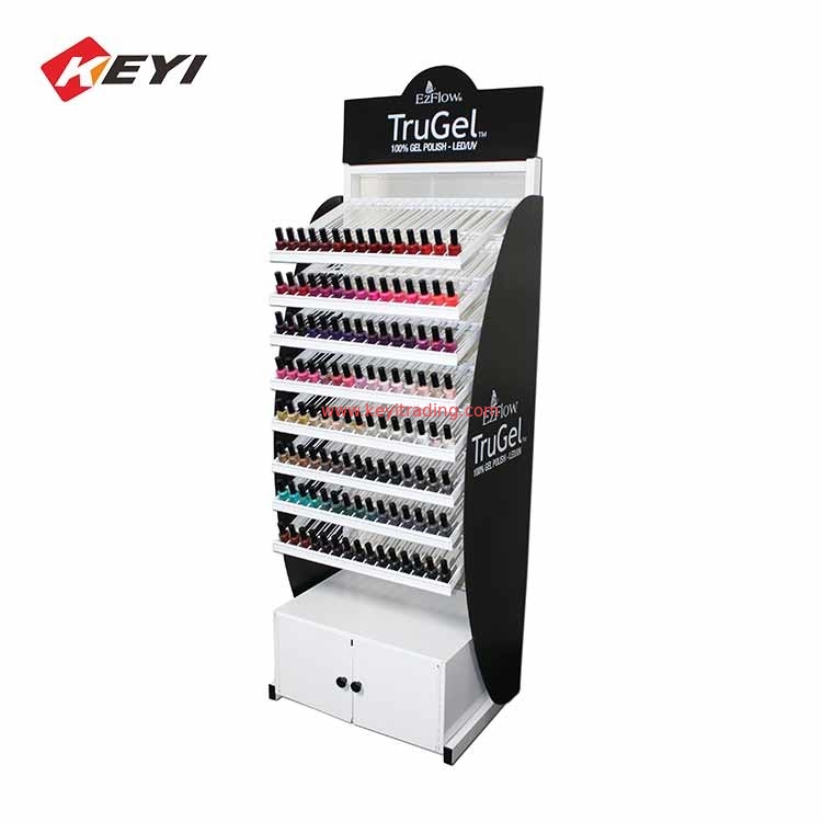 Custom Design Floor Layered Metal Shelf Opi Nail Polish Display Stand For Cosmetics Store
