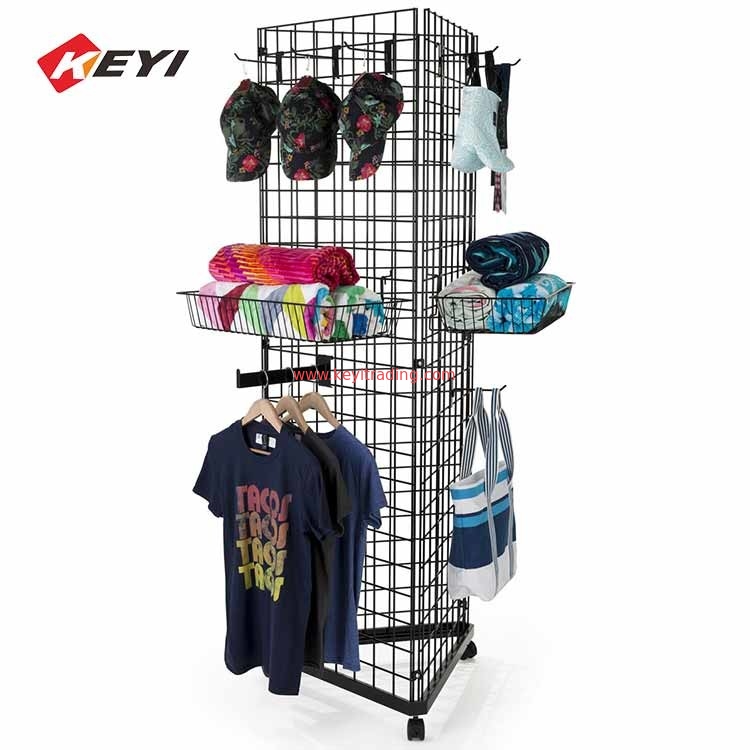 Multifunction Metal Wire Mesh Floor Gridwall Triangle Display Racks