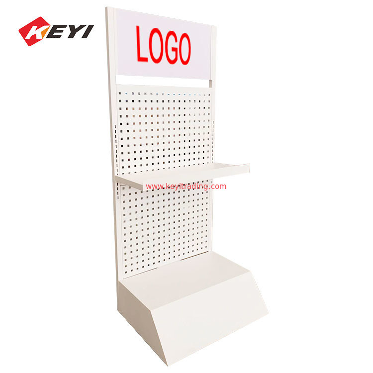 Removable White Metal Floor Energy Storage Stand Motor Oil Display Rack