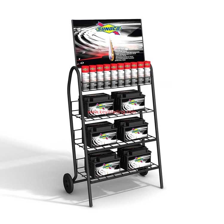 China Factory Custom High Quality Metal Car Battery Rack Display Stand