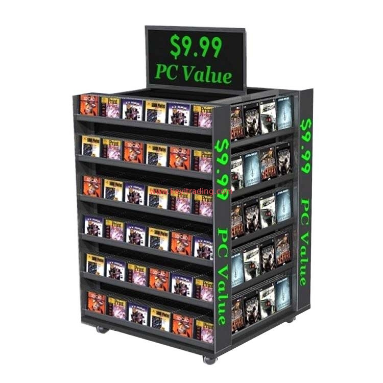 Large Retail Pos Stand free standing 4 Way Cd Dvd Vinyl Record Display Rack