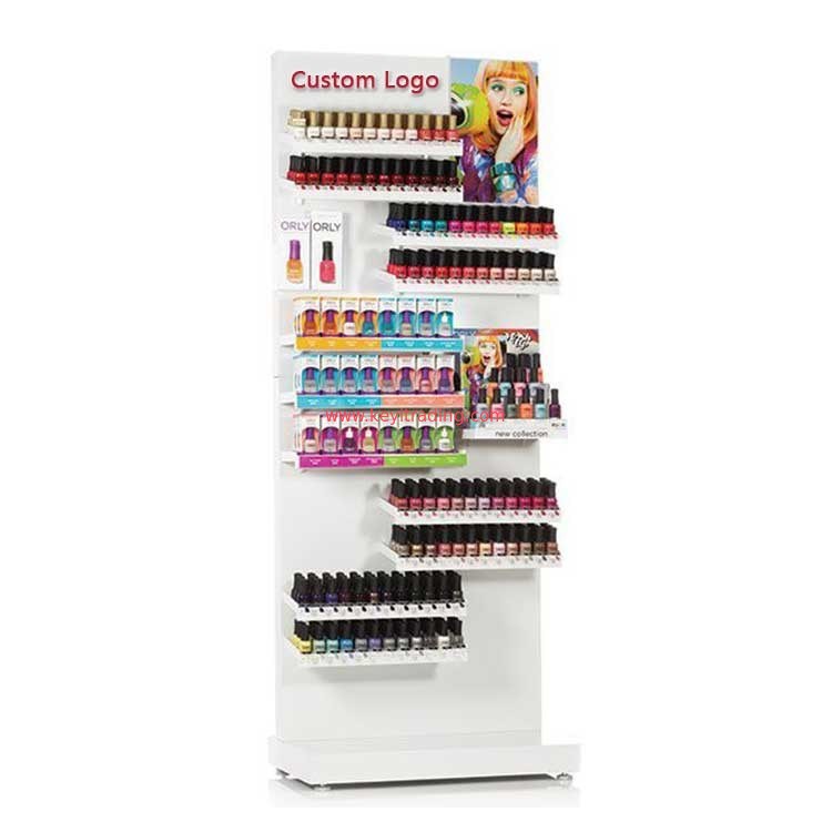 Floor Standing Metal Gel Nail Polish Display Stand with Shelves