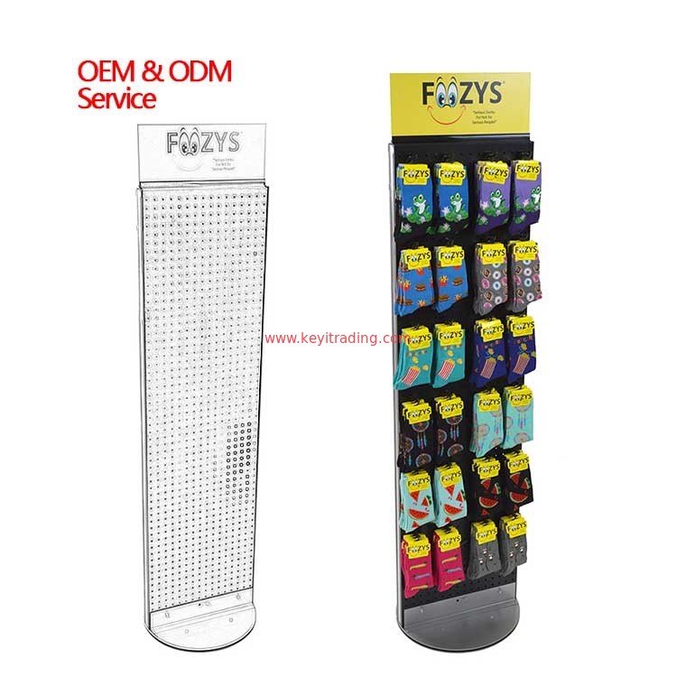 Freestanding 2 Sided Metal Perforated plate Hanging Sock Display