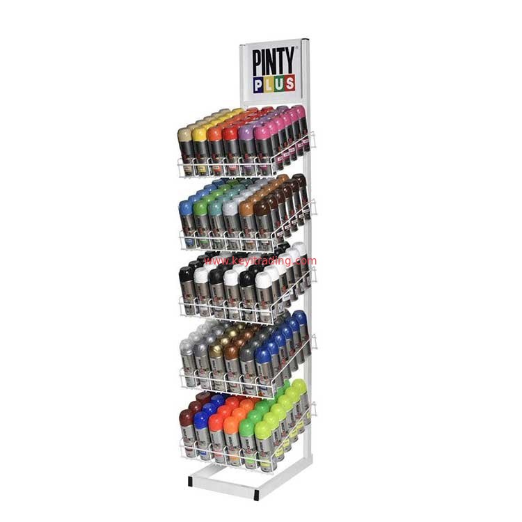 Floor Standing 5 Metal Wire Shelf Spray Paint Can Display Rack